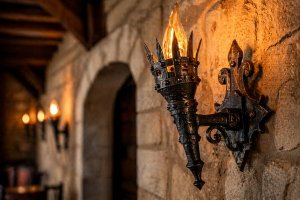 Кованый факел под старину: особенности формы, стилистики и применения настенных светильников в историческом духе